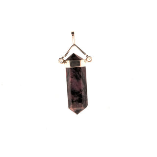 Rhodonite Double Terminated Wand - Swivel Silver Pendant    from The Rock Space