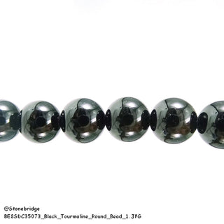 Black Tourmaline Round Strand 7" 10mm    from The Rock Space