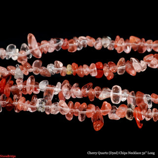 Cherry Quartz (Dyed) Chip Strands - 3mm to 5mm    from The Rock Space