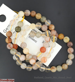 Mix Rutilated Quartz - Round Strand 15" - 6mm    from Stonebridge Imports