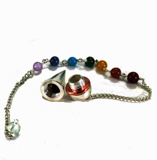 Secret Chamber Pendulum with Copper Colour Ring and Chakra Beads on Chain    from The Rock Space