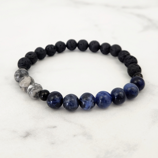 Sodalite & Grey Jasper & Lava Rock Bracelet (Men's) - 8mm    from The Rock Space