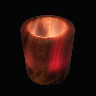 Aragonite Brown Round Candle Holder - Short    from The Rock Space