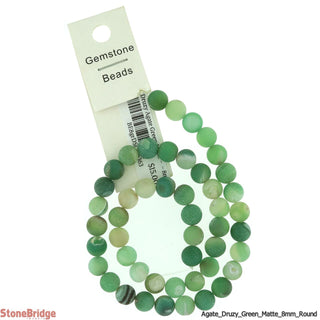 Druzy Agate Green Matte - Round Strand 15" - 8mm    from The Rock Space