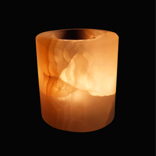 Aragonite Amber Round Candle Holder - Short    from The Rock Space