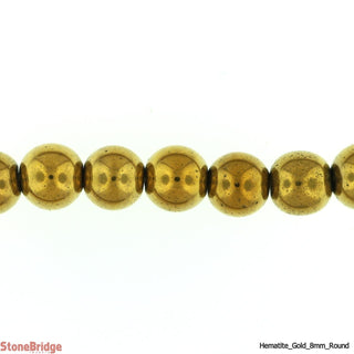 Hematite Gold - Round Strand - 8mm    from Stonebridge Imports