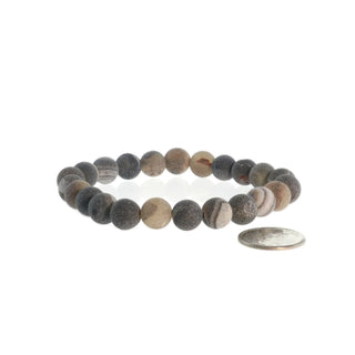 Agate Druzy Bead Bracelet 8mm Matte Black   from Stonebridge Imports