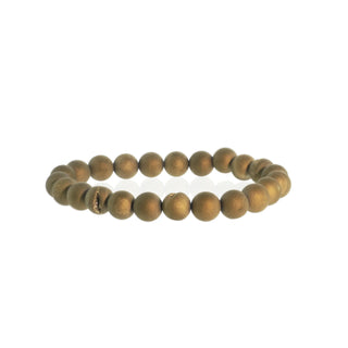 Agate Druzy Electroplated Gold Round Bracelet - 8mm from The Rock Space