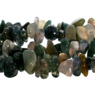 Agate Green Moss Chip Strands - 5mm to 8mm    from Stonebridge Imports