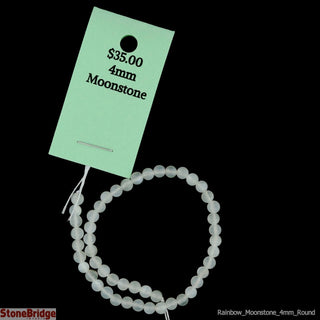 Moonstone Rainbow - Round Strand 7" - 4mm    from Stonebridge Imports