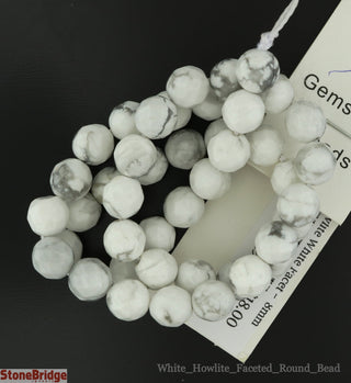 Howlite White Faceted - Round Strand 15" - 8mm from The Rock Space