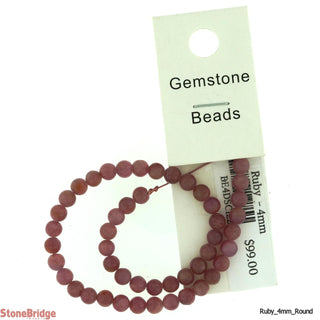 Ruby - Round Strand 7" - 4mm    from Stonebridge Imports