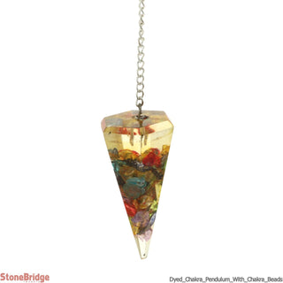 Chakra (Dyed) Orgone Pendulum with Chakra Beads on Chain    from The Rock Space