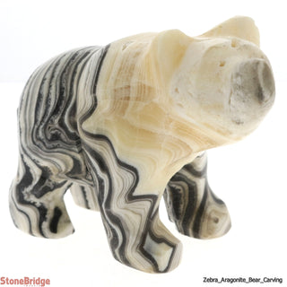 Zebra Aragonite Bear Carving - 2 3/4" to 3 1/4"    from The Rock Space