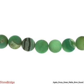 Druzy Agate Green Matte - Round Strand 15" - 8mm    from The Rock Space