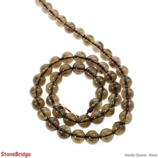 Smoky Quartz - Round Strand 15" - 8mm from The Rock Space