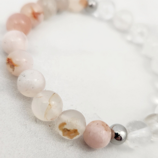 Flower Agate & Clear Quartz Bracelet - 8mm from The Rock Space