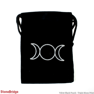 Velvet Black Pouch - Triple Moon Print    from The Rock Space