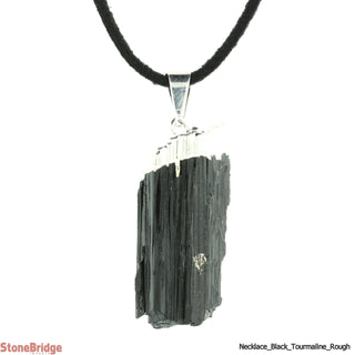 Black Tourmaline Rough Point Necklace on suede cord    from The Rock Space