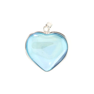 Aqua Aura Heart with Silver Frame - Pendant from The Rock Space