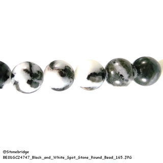 Black And White Spot Stone - Round Strand 15" - 4mm    from The Rock Space