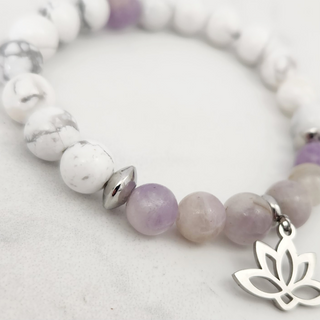 Purple Jade & Howlite Bracelet - 8mm    from The Rock Space