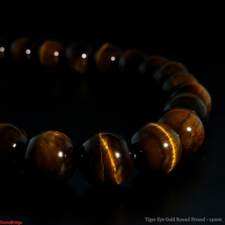 Tiger Eye Gold Round Strand - 14mm    from The Rock Space