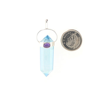 Aqua Aura Double Terminated Cabochon - Silver Pendant    from The Rock Space