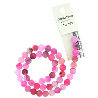 Druzy Agate Round Bead Strand 15" - 8mm Pink Matte (Enhanced) from The Rock Space
