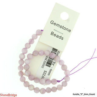 Kunzite E - Round Strand 7" - 6mm    from Stonebridge Imports