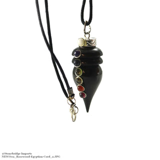 Egyptian Cut Chakra Rosewood Necklace with Cotton Cord    from The Rock Space