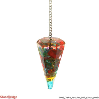 Chakra (Dyed) Orgone Pendulum with Chakra Beads on Chain    from The Rock Space