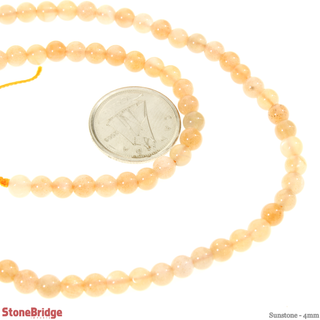Sunstone - Round Strand 15" - 4mm    from Stonebridge Imports