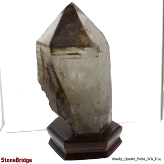 Smoky Quartz Point On Wood Base U#14 - 13 1/2" from The Rock Space
