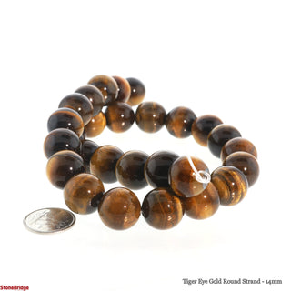 Tiger Eye Gold Round Strand - 14mm    from The Rock Space