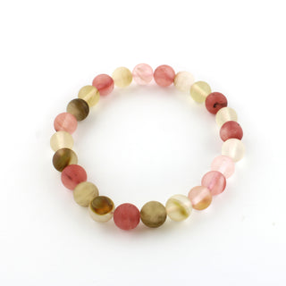 Watermelon Quartz Matte Round Bracelet - 8mm    from The Rock Space