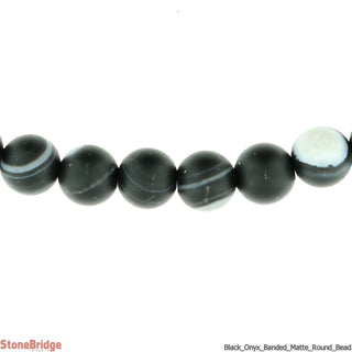 Black Onyx Banded Matte - Round Strand 7" - 6mm    from Stonebridge Imports
