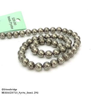 Pyrite - Round Strand 15" - 8mm    from The Rock Space