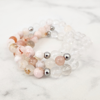 Flower Agate & Clear Quartz Bracelet - 8mm from The Rock Space