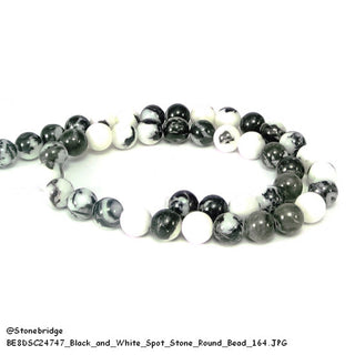 Black And White Spot Stone - Round Strand 15" - 4mm    from The Rock Space