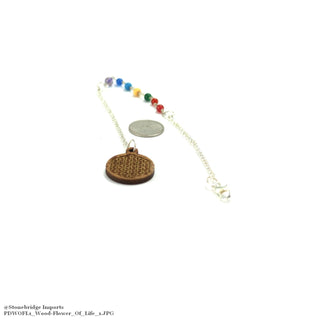 Flower of Life Wood Pendulum with Chakra Beads on Chain    from The Rock Space