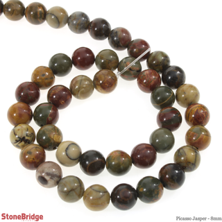 Picasso Jasper - Round Strand 15" - 8mm from The Rock Space