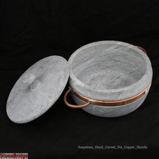 Soapstone Pot with Lid Large - 4L - 8 1/2" by 4 1/2"    from The Rock Space