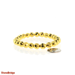 Hematite Electroplated Bead Bracelet 8mm Gold Faceted from The Rock Space