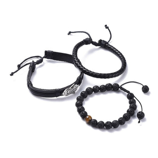 Natural Stone & Leather Bracelets Set    from The Rock Space