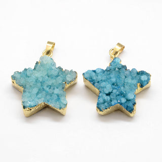 Agate Druzy Electroplated - Golden Plated Brass - Star Pendants    from The Rock Space