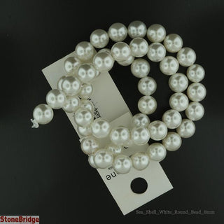 Shell, White Round Strand 15" - 8mm from The Rock Space