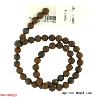 Tiger Iron - Round Strand 15" - 8mm    from Stonebridge Imports