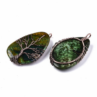 Fire Agate Wire Wrapped Tree of Life Pendants    from The Rock Space