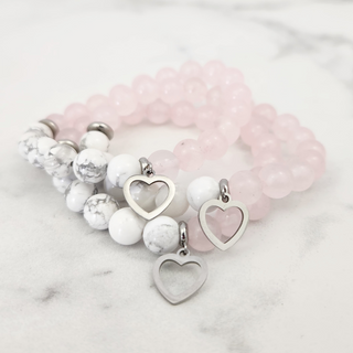 Howlite & Rose Quartz Bracelet  - 8mm    from The Rock Space